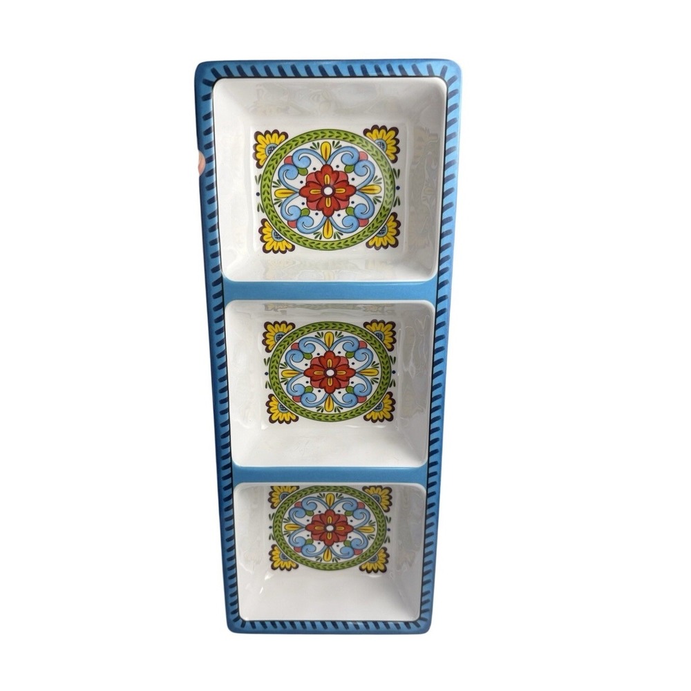 Certified International‎ Seville 3 Section Serving Tray Dish Portuguese Spanish
